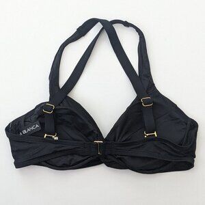 Blue Scarf Top La Blanca Women's Wrap Front Bikini Top - Over The Shoulder Tropical Print Swimsuit With Underwire Support Lalavava Swimwear